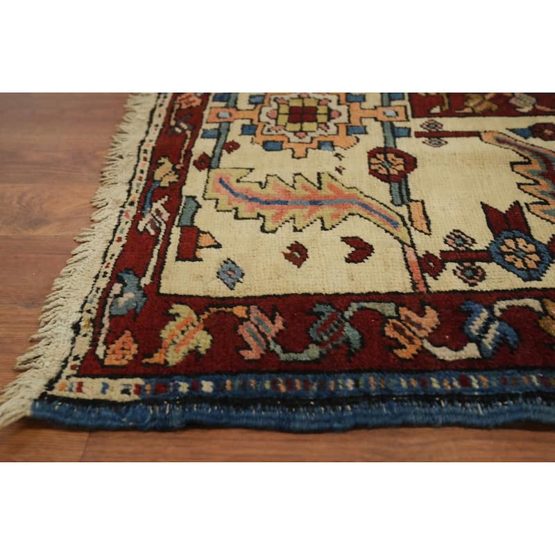 Hand Knotted Oriental 100% Wool Carpet Traditional Medallion Oranges & Rust Heriz (serapi) Area Rug - 14' 1'' X 11' 3''