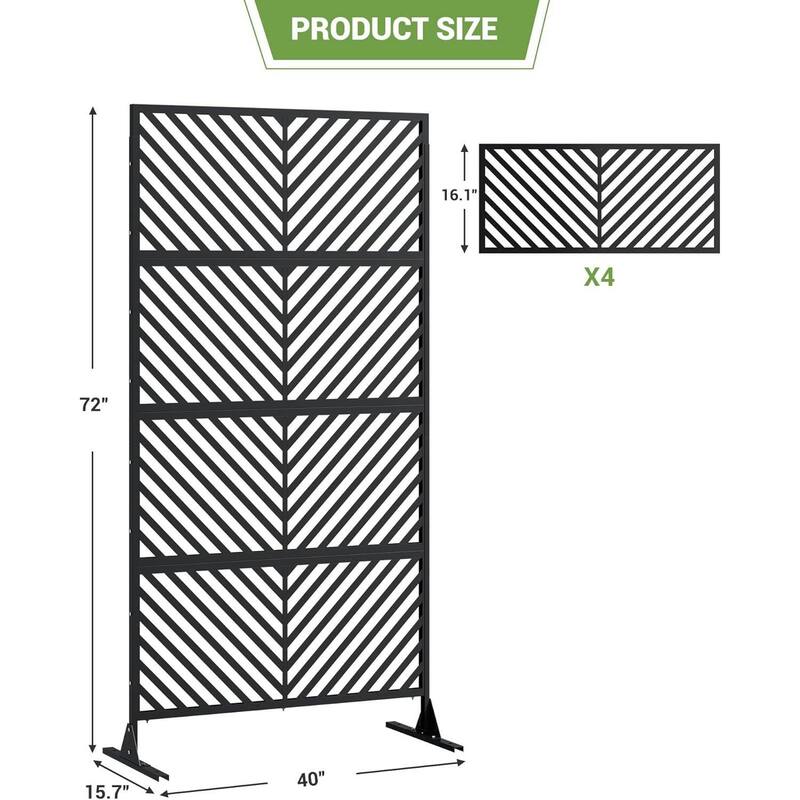 72" H×40" W Freestanding Privacy Screen, Decorative Outdoor Panel for Deck, Porch, Patio