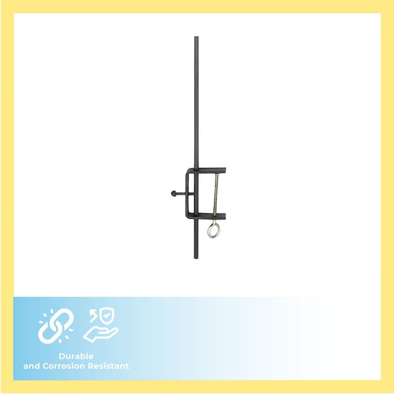 Achla Designs Deck Rail Shepherd's Pole With Adjustable Height, 41,5 Inch Tall, Black Powder Coat Finish