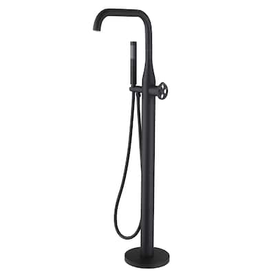 42"H Stainless Steel Floor Mounted Tub Faucet with Handheld Shower