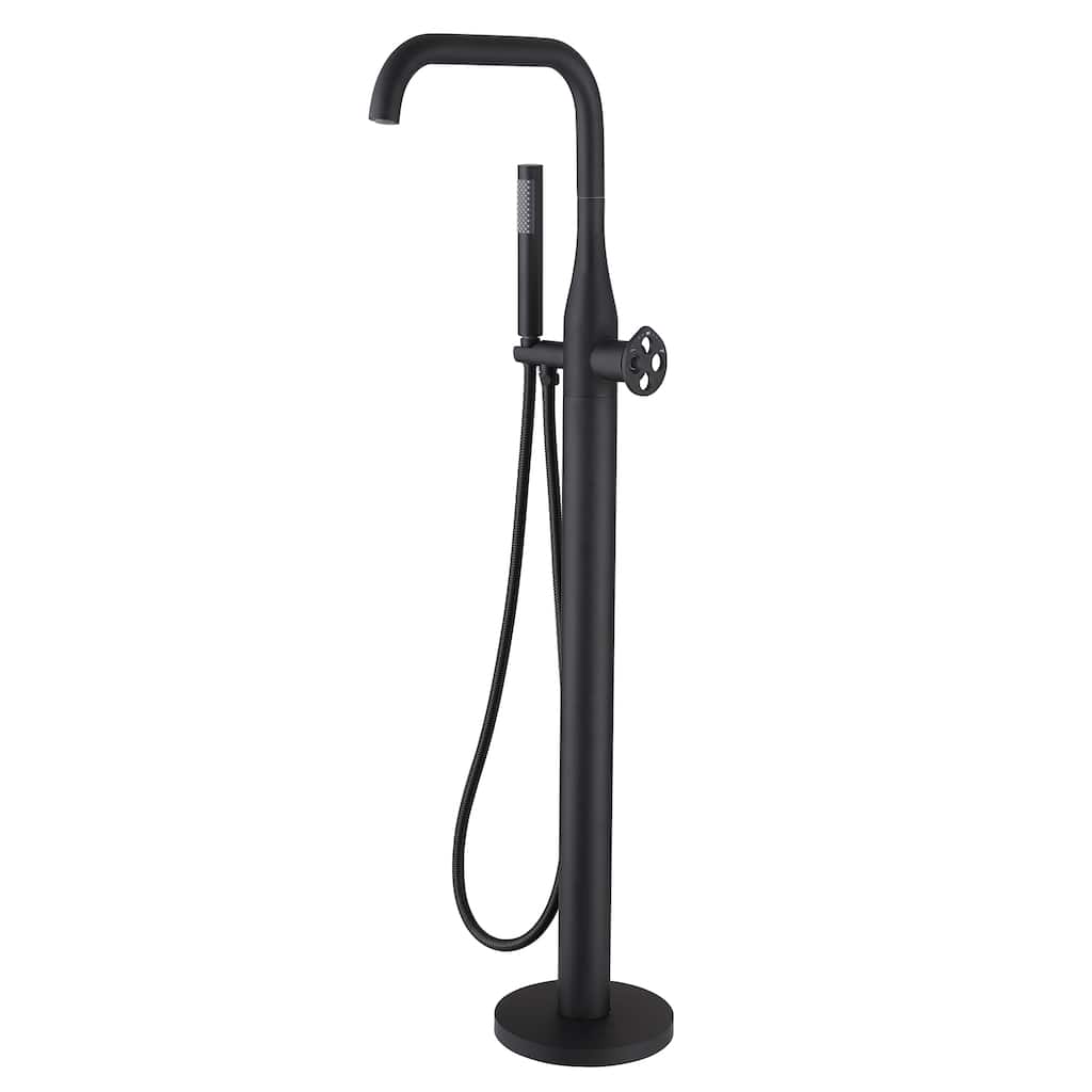 42"H Stainless Steel Floor Mounted Tub Faucet with Handheld Shower