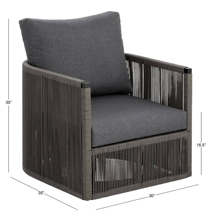 DreamPatio Antonio Swivel Patio Rope Chair with Cushions