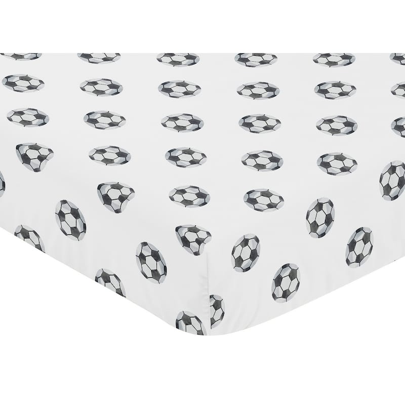Sweet Jojo Designs Black and White Soccer Ball Boy Fitted Crib Sheet for Sports Theme Watercolor Vintage Sport Themed Collection