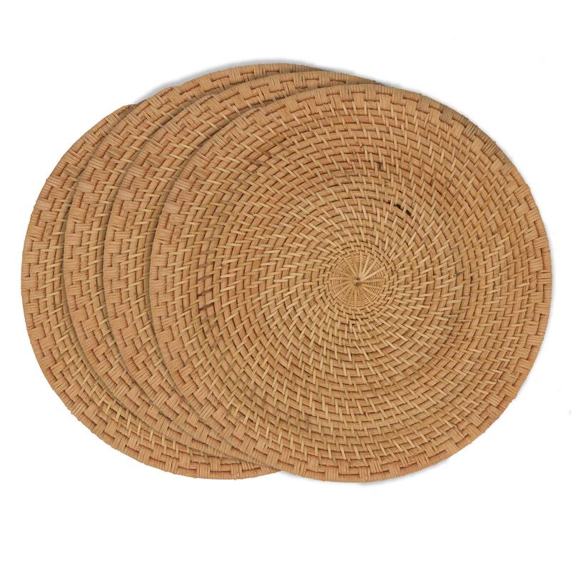 Rattan Placemats With Woven Design (Set of 4)