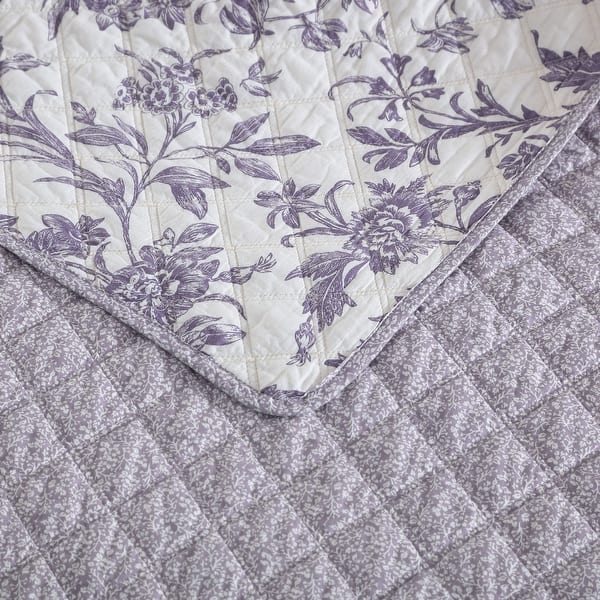 Laura Ashley Delila Cotton Reversible Purple Quilt Set Overstock 31708432 Spend this time at home to refresh your home decor style! laura ashley