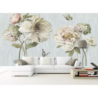 GK Wall Design Watercolor Peony Flower Vintage Hydrangeas Removable Wallpaper