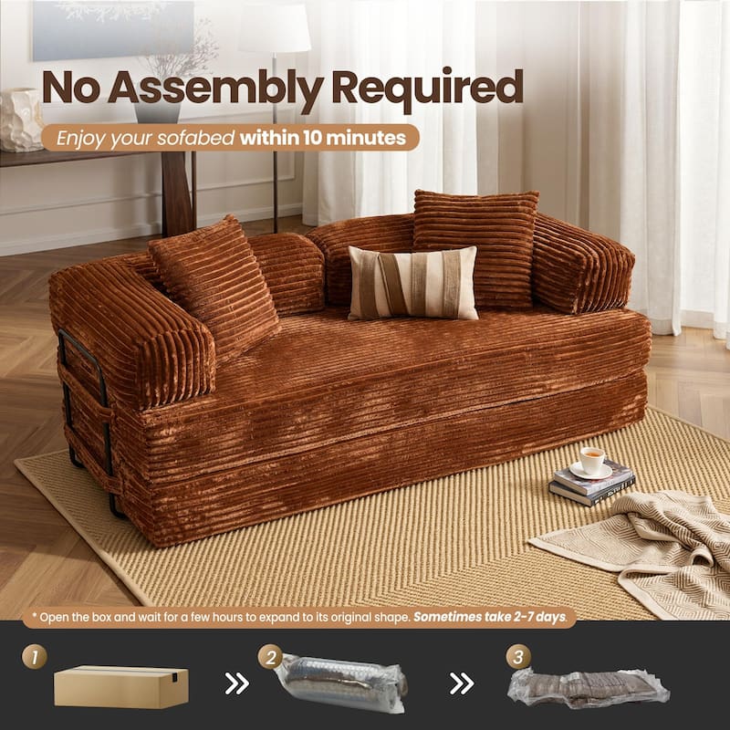 OVIOS Supreme Soft Fluffy Loveseat Sleeper Sofa