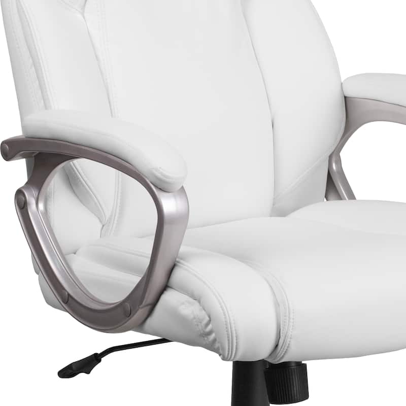 Mid-Back LeatherSoft Executive Swivel Office Chair with Padded Arms