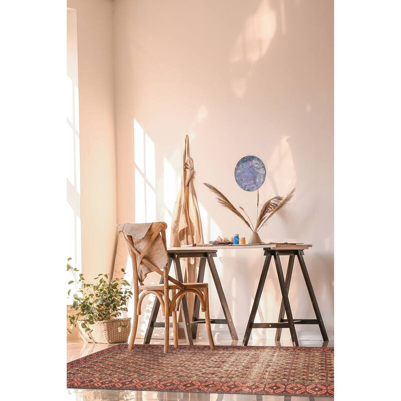 ECARPETGALLERY Hand-knotted Baluch Light Brown Wool Rug - 3'11 x 7'3