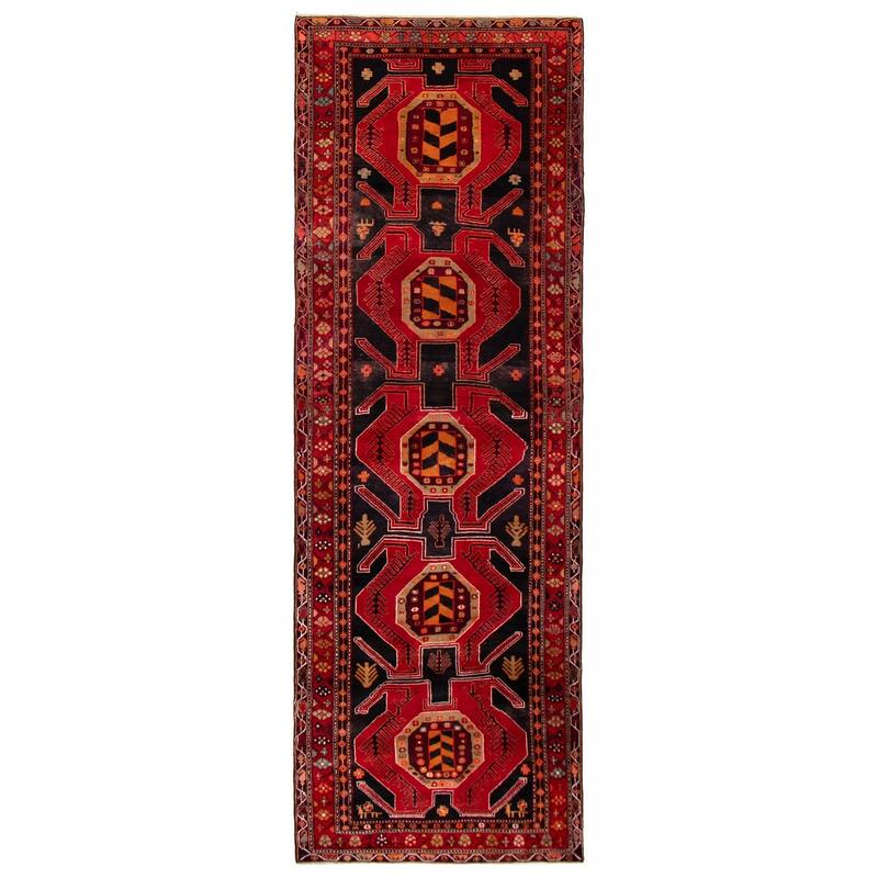 ECARPETGALLERY Hand-knotted Konya Anatolian Black, Red Wool Rug - 4'3 x 12'8 - Black/ Red - 4'3 x 12'8