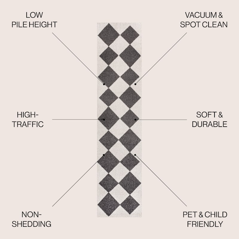 JONATHAN Y Porter Classic Geometric Diamond Pattern Rug