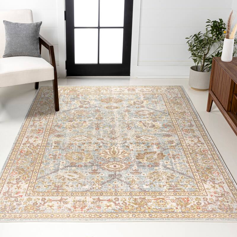 JONATHAN Y Khilana Modern Faded Peshawar Area Rug - 3 X 5 - Light Blue/Ivory