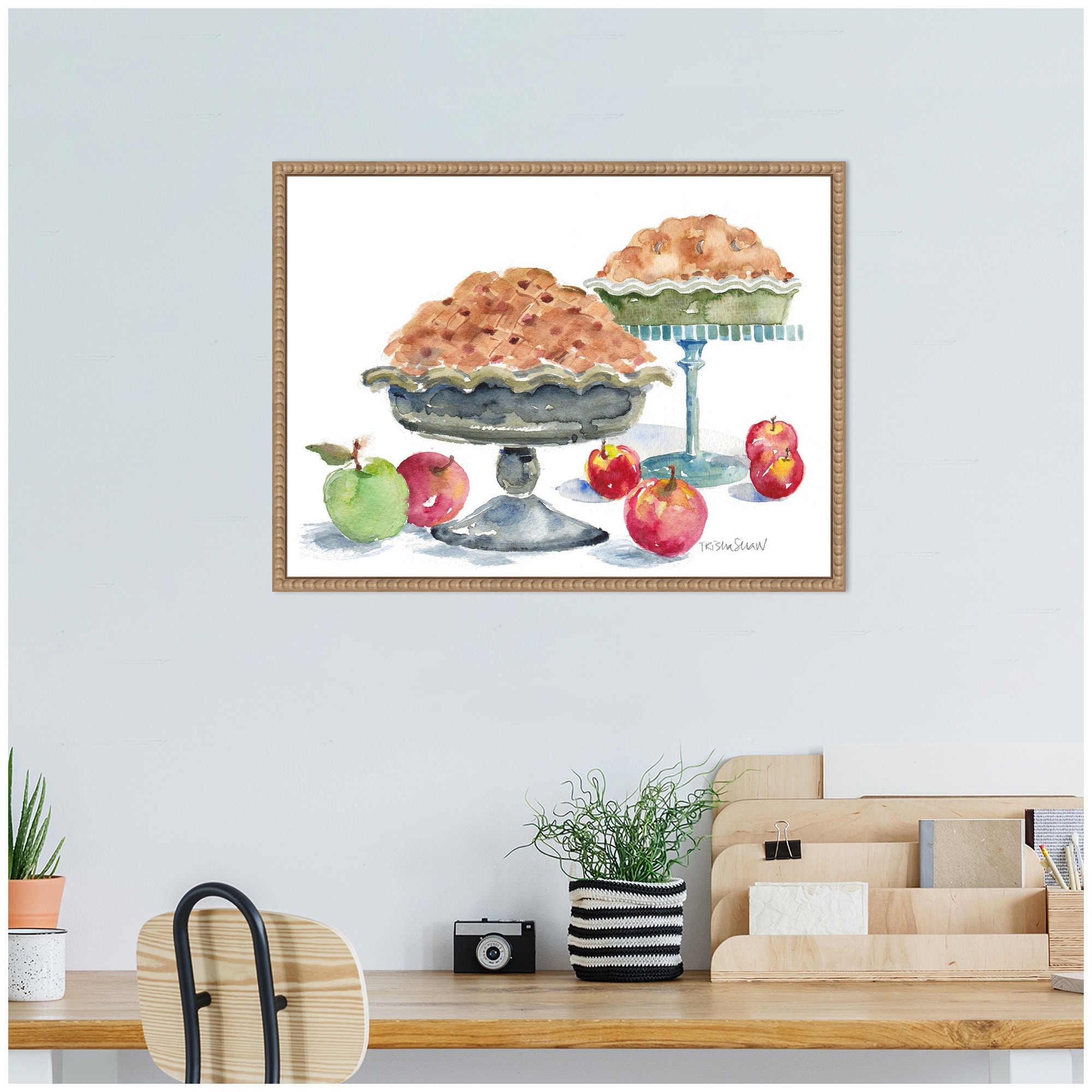 Kate and Laurel Sylvie 2 Apple Pies With Fruit Framed Canvas by Patricia Shaw