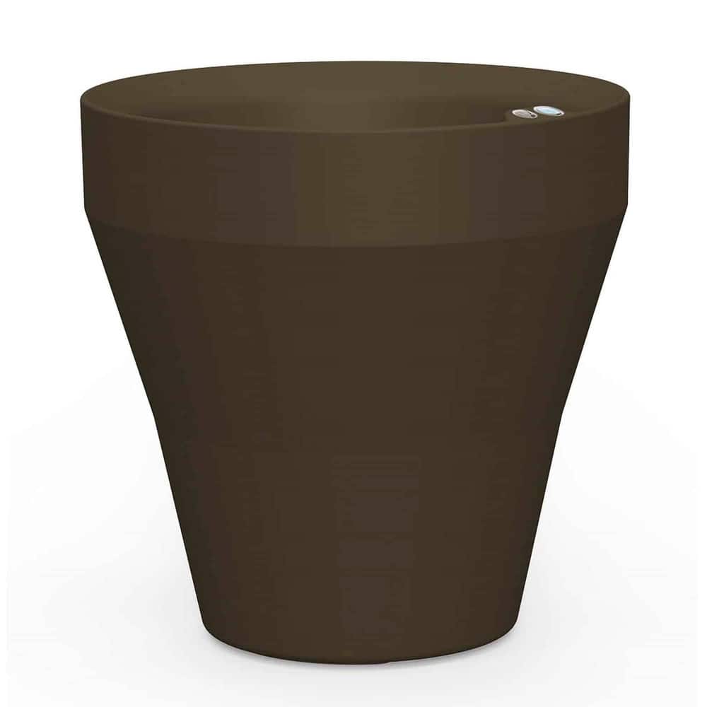 TruDrop Self Watering Rim Modern Round Planter with Water Level Indicator