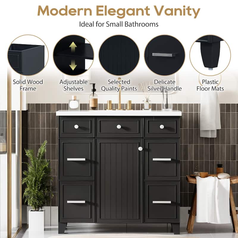 GDFStudio - Zyra Wood 36" Bathroom Vanity