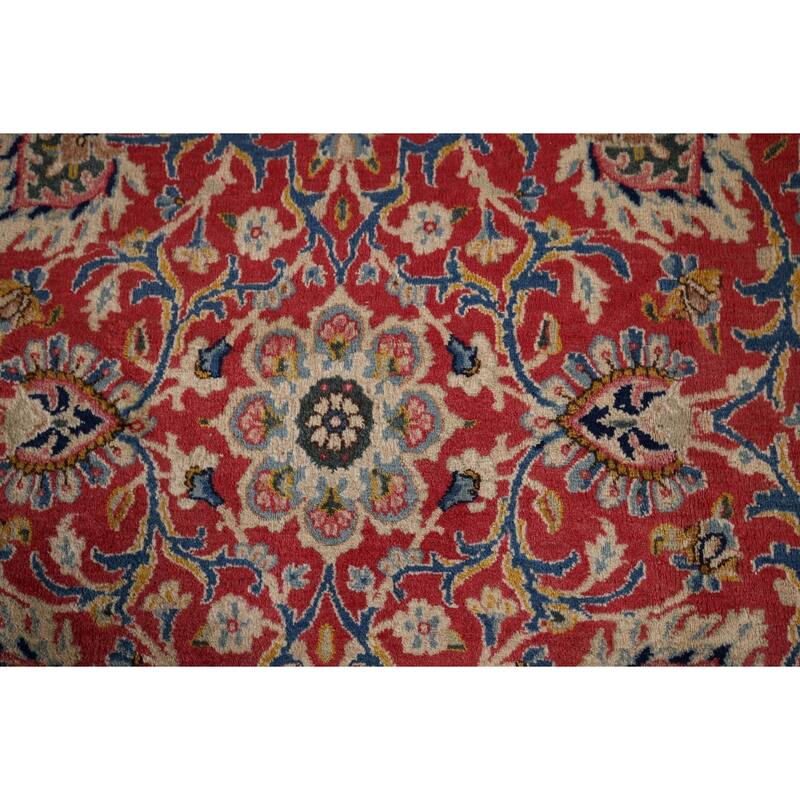 Vegetable Dye Kerman Large Vintage Persian Rug Handmade Wool Carpet - 9'9" x 13'9"