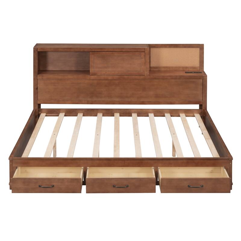 Wooden Daybed with 3 Storage Drawers and a set of Sockets and USB Ports