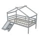 preview thumbnail 10 of 22, Twin Low Loft House Bed with Slide,House Roof Frame
