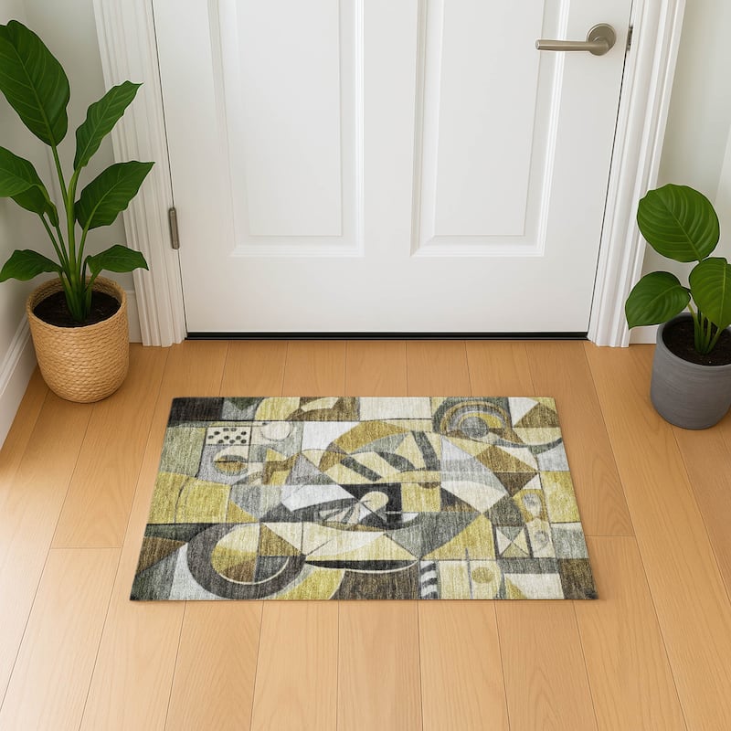Premium Washable Super Soft Mosaic Contemporary Mayfield Rug - Brown - 1'8" x 2'6"