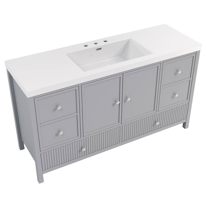 Christopher Knight Home - Modern 60-Inch Bathroom Vanity with Separate Sink and Soft-Close Storage