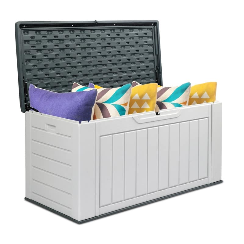 Gray White HDPE Water-Resistant Outdoor Deck Box