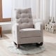 preview thumbnail 4 of 30, Baby Room High Back Rocking Chair Nursery Chair , Comfortable Rocker Fabric Padded Seat ,Modern High Back Armchair Light Tan