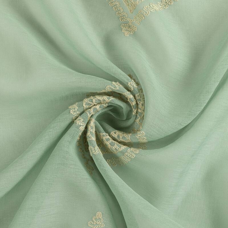 No. 918 Ravenna Embroidered Medallion Sheer Rod Pocket 1-Piece Curtain Panel, Single Panel