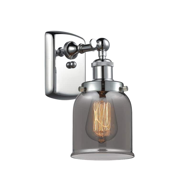 Innovations Lighting Small Bell 5" Wide Bathroom Sconce - Polished Chrome / Plated Smoke