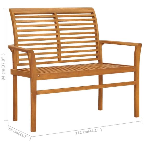 dimension image slide 1 of 2, vidaXL Patio Bench with Taupe Cushion 44.1" Solid Teak Wood