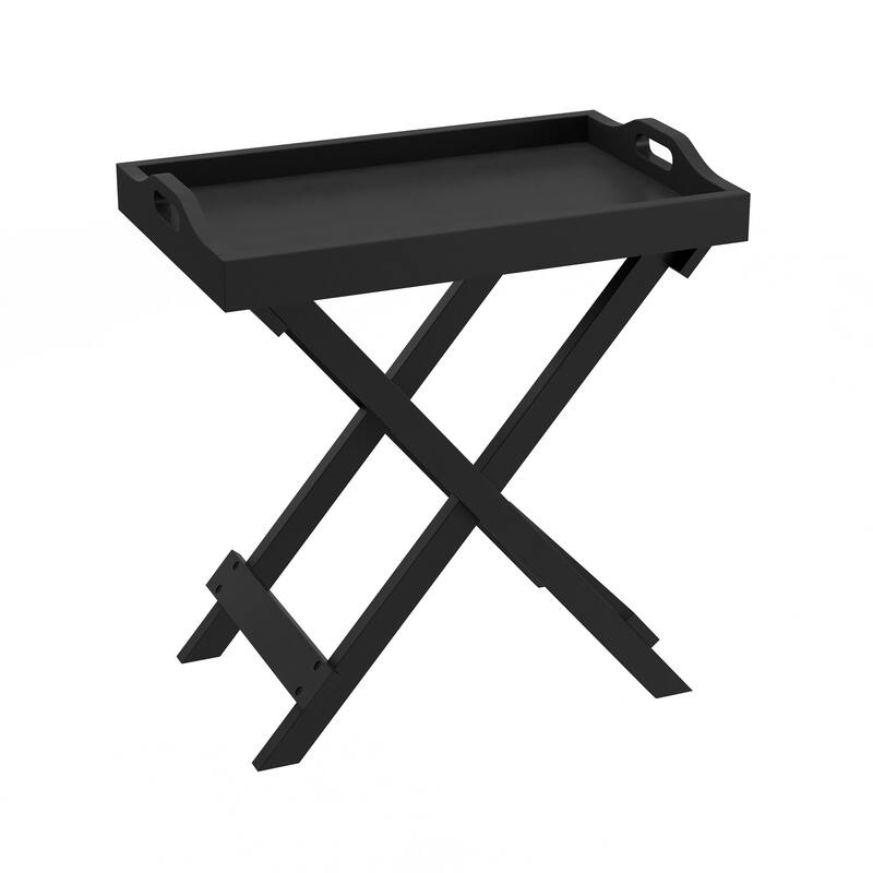 Lavish Home Folding End Table with Tray Top, Black