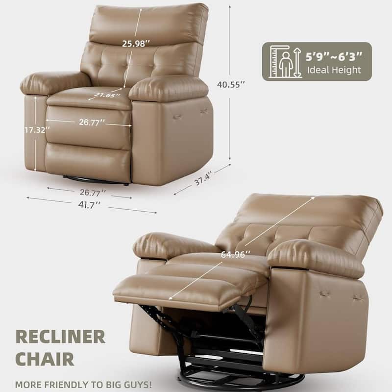 Oversized PU Leather Massage Recliner Sofa Chair for Living Room and Bedroom