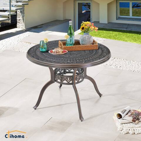 Clihome Outdoor Durable Cast Aluminum Construction Patio Dining Table