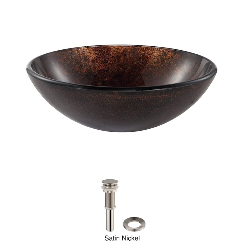 Kraus 16-1/2" Pluto Glass Vessel Bathroom Sink - Includes Pop-Up Drain