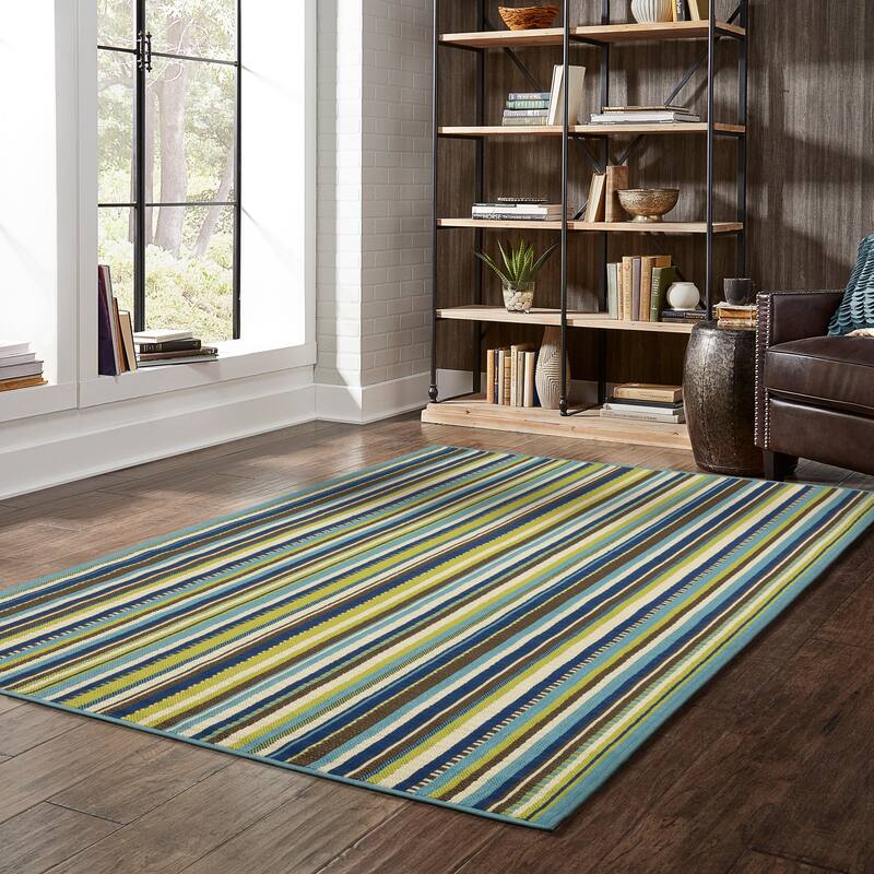 Vista Home Catalina Vertical Multi-Stripe Indoor/Outdoor Rug-- - 8'6" x 13'