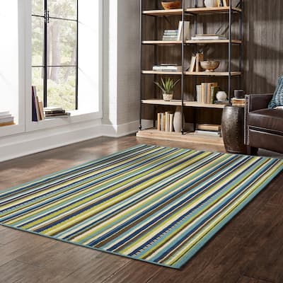 Vista Home Catalina Vertical Multi-Stripe Indoor/Outdoor Rug--