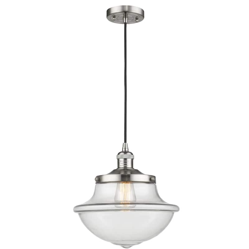 Innovations Lighting Franklin Restoration Oxford - 1 Light 12" Cord Hung Mini Pendant - Clear/Brushed Satin Nickel