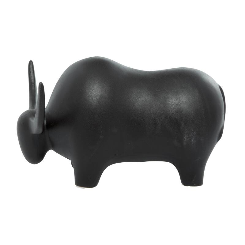 Ceramic Bull Decorative Sculpture - Black - Roche River Decor