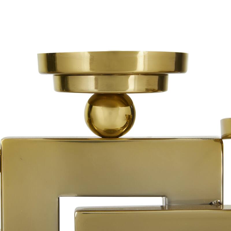 Silver or Gold Stainless Steel Metal Pillar 3 Plate Decorative Candle Holder