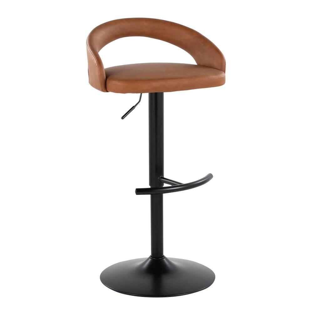 Grotto Upholstered Adjustable Barstool with Black Base