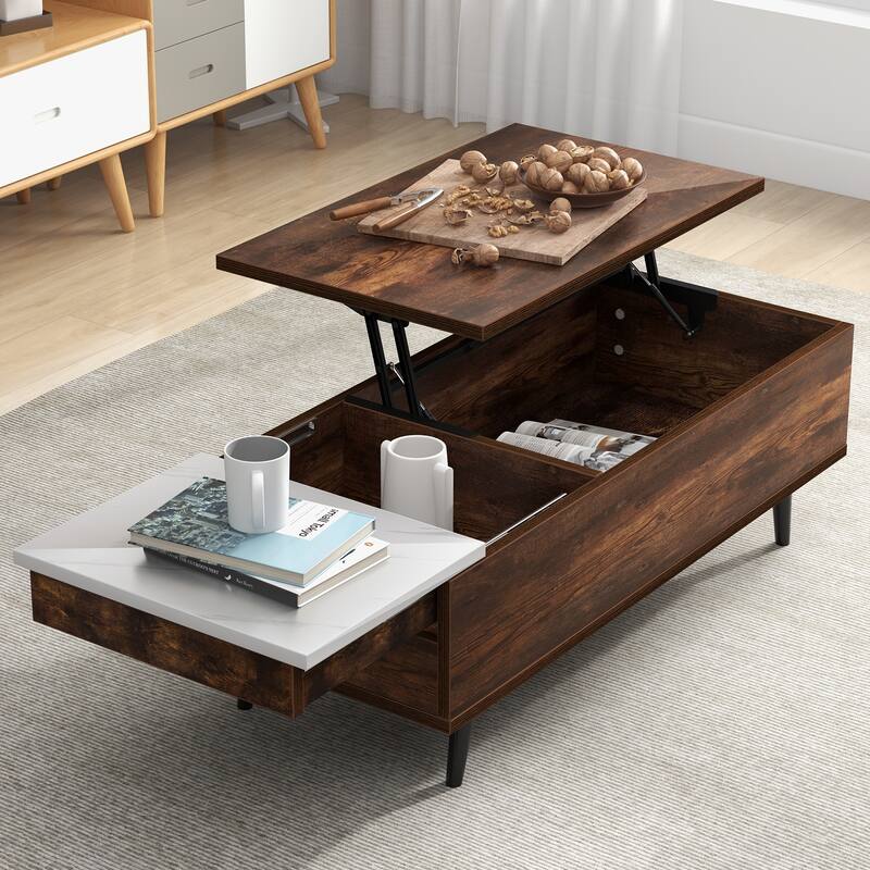 End Table, Side Table, Lift Top Coffee Table for Living Room, Hydraulic