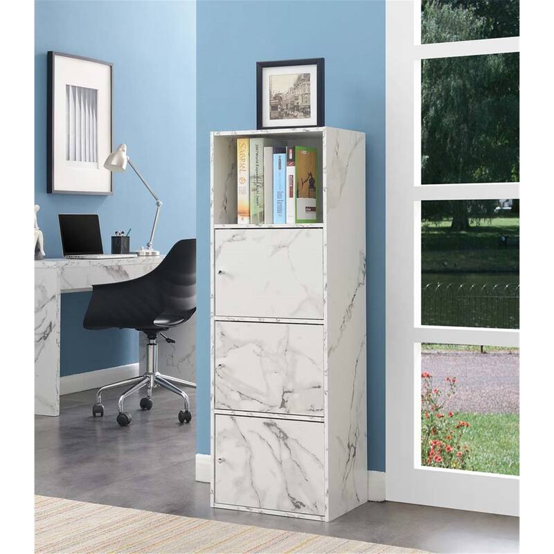 3 Door Cabinet - Coastal Charm Storage Organizer - 46.75" Wide - Chrome Knobs - Easy Assembly - Home Office Decor