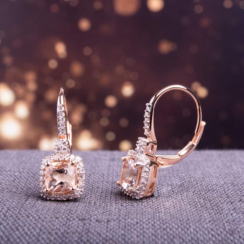 Miadora 10k Rose Gold Morganite and 1/5ct TDW Diamond Earrings (G-H, I1-I2)