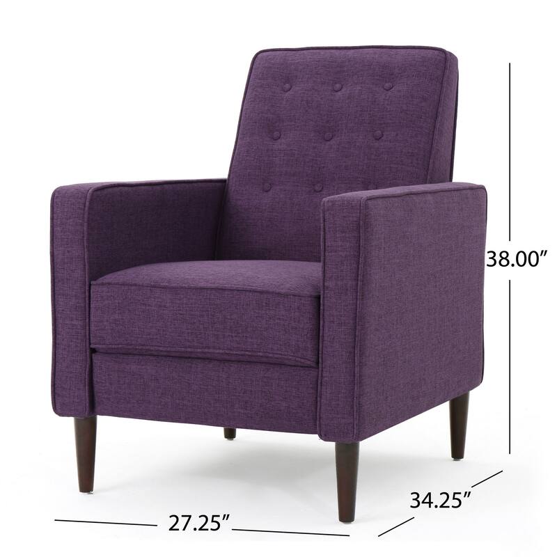 Dupe Manual Reclining Chair, Button Tufted Design, Purple Polyester