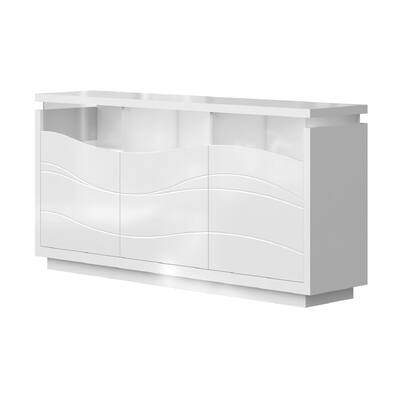 Nica Lacquered Sideboard, 3 Cabinets, White