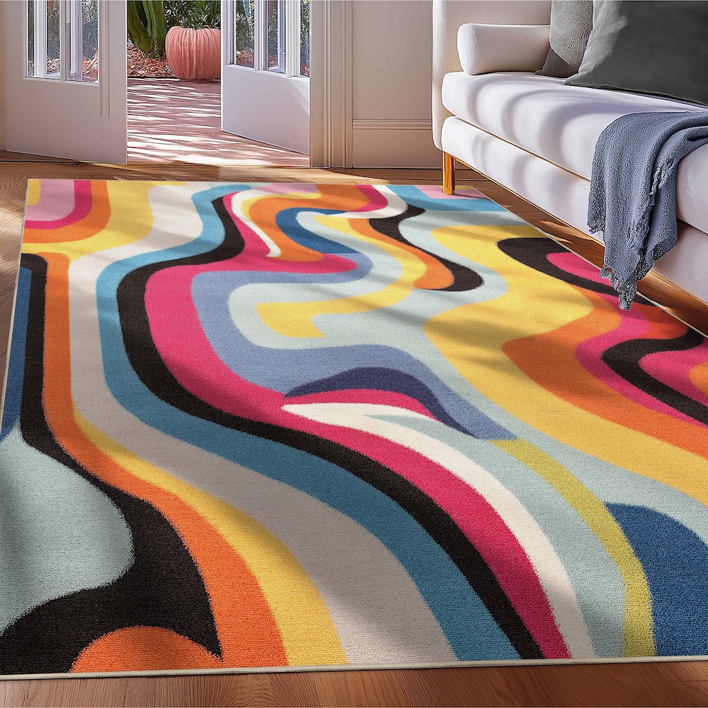 Well Woven Apollo Eternal Modern Abstract Bright Flat-Woven Area Rug
