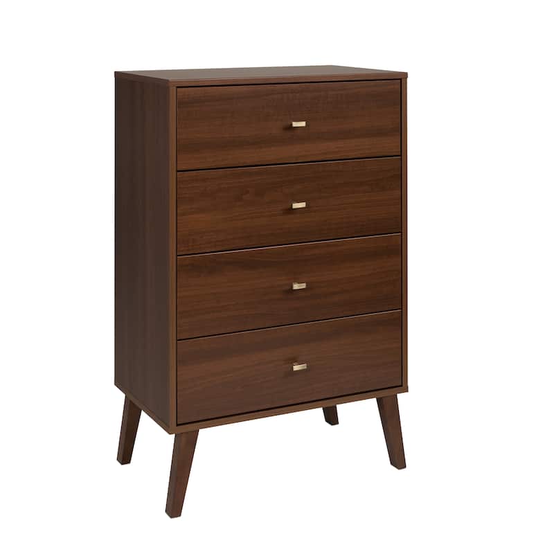 Prepac Milo Mid-Century Modern 4 Drawer Chest of Drawers, Contemporary Bedroom Furniture, Small Dresser for Bedroom