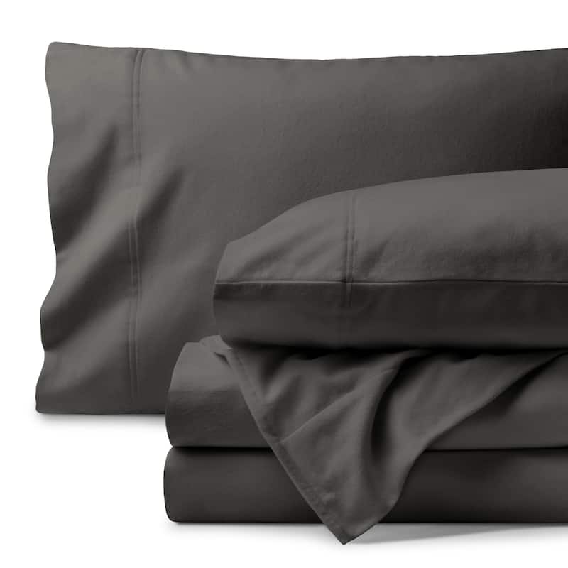 Bare Home Organic Cotton Flannel Sheet Set - Queen - Grey