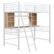 preview thumbnail 3 of 9, White Twin Size Metal Loft Bed with Desk & Ladder for Kids