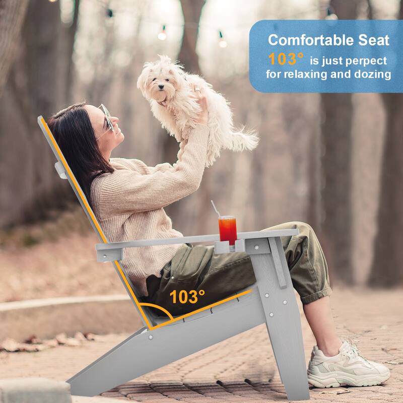 Adirondack Chair with Cup Holder Weather resistant Garden Patio Chair by WINSOON