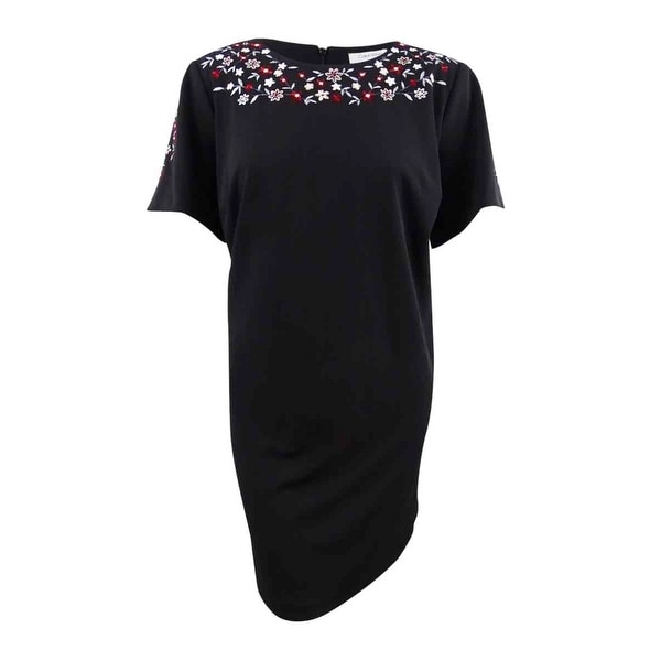 calvin klein black embroidered dress